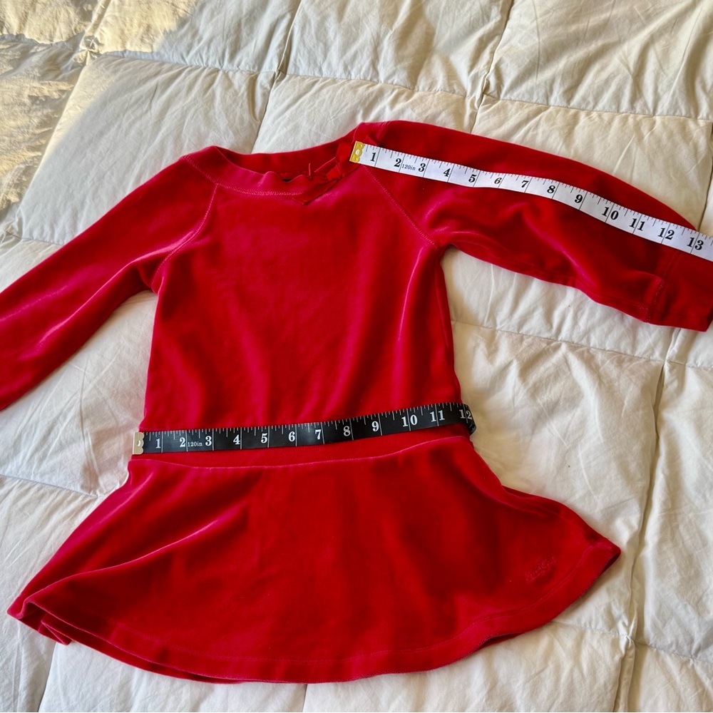 GAP Kids  Girls Bright Red Long Sleeve Velour Dress